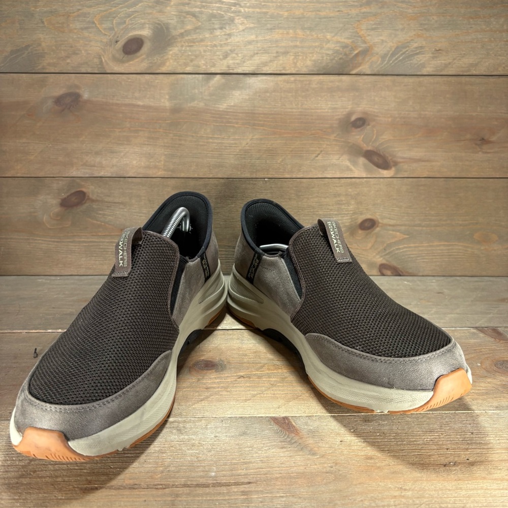 skechers go walk andes II mens size 10 shoes brown slip on comfort sneakers - Picture 3 of 9